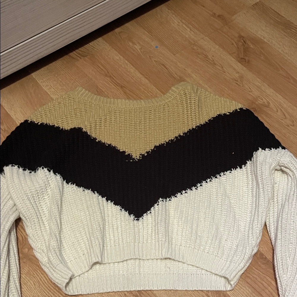Rue21 Chevron Knit Sweater - Black, Cream, Tan